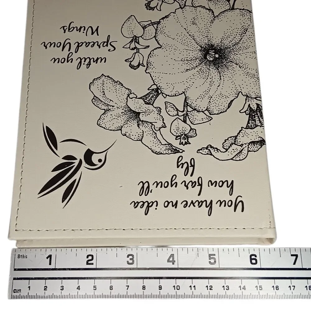 Journal Hummingbird & Flowers On Cover Cream & Black Hardcover 9